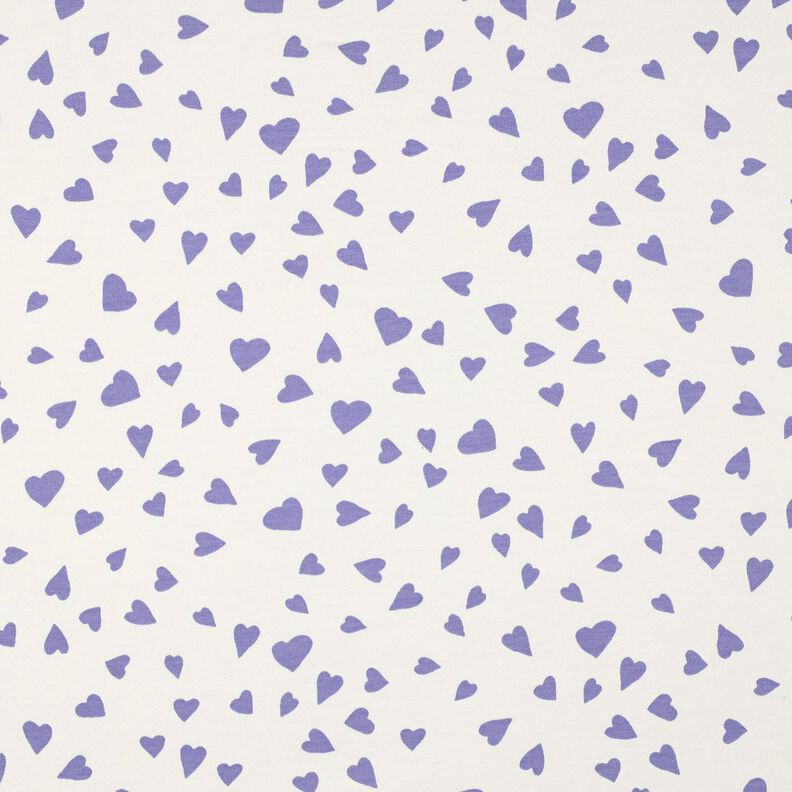 Sommersweat Herzen | Poppy Fabrics – elfenbein/flieder, image number 1