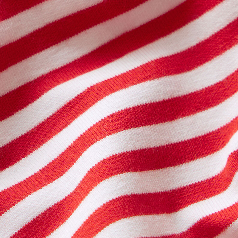 Baumwolljersey schmale Streifen – rot/weiss,  image number 3