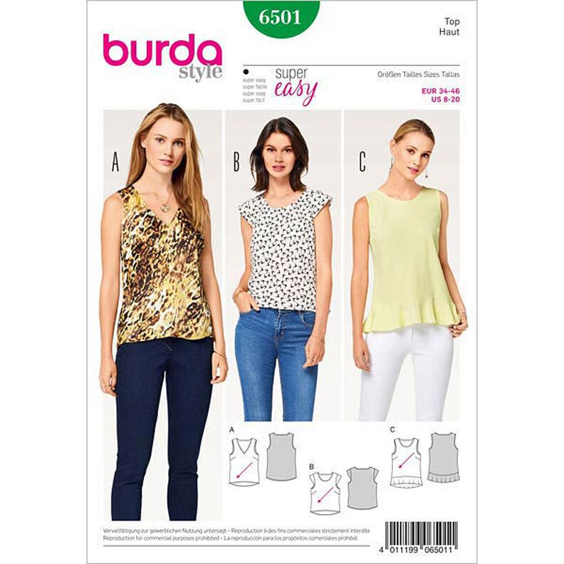 Top | Burda 6501 | 34-46,  image number 1