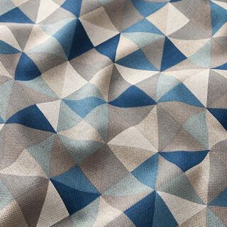 Dekostoff Halbpanama Rautenmuster Retro – grau/blau, 