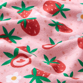 Baumwolljersey süße Erdbeeren | PETIT CITRON – rosa | Reststück 100cm, 