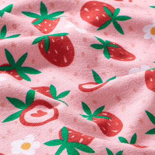 Baumwolljersey süße Erdbeeren | PETIT CITRON – rosa, 