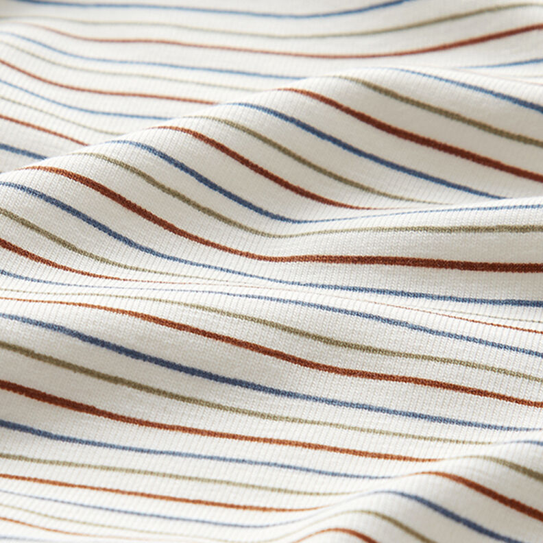 Baumwolljersey gezeichnete Linien – wollweiss,  image number 2