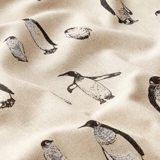 Dekostoff Halbpanama Pinguine – natur, 