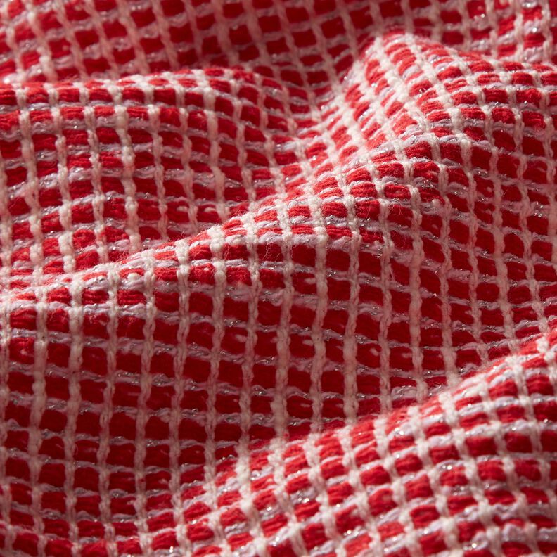 Bouclé Baumwoll-Mix Struktur – rot/weiss,  image number 2