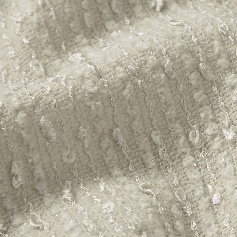 Effektstoff Bouclé Steifen & Pailletten – mandel,  image number 2