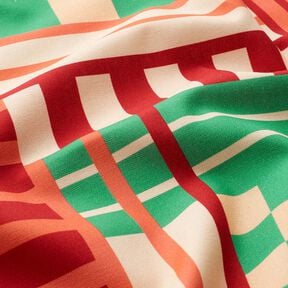 Dekostoff Halbpanama moderne Formen &ndash; wacholdergr&uuml;n/dunkelrot, 