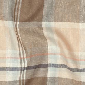 Leinen-Mix Karo bunt gewebt &ndash; taupe, 