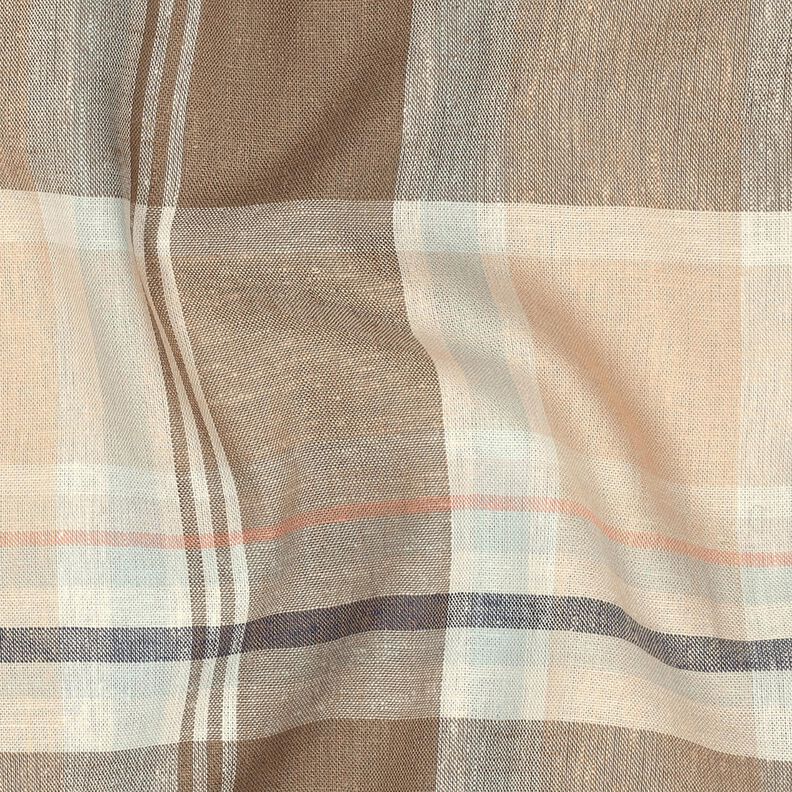 Leinen-Mix Karo bunt gewebt &ndash; taupe,  image number 2