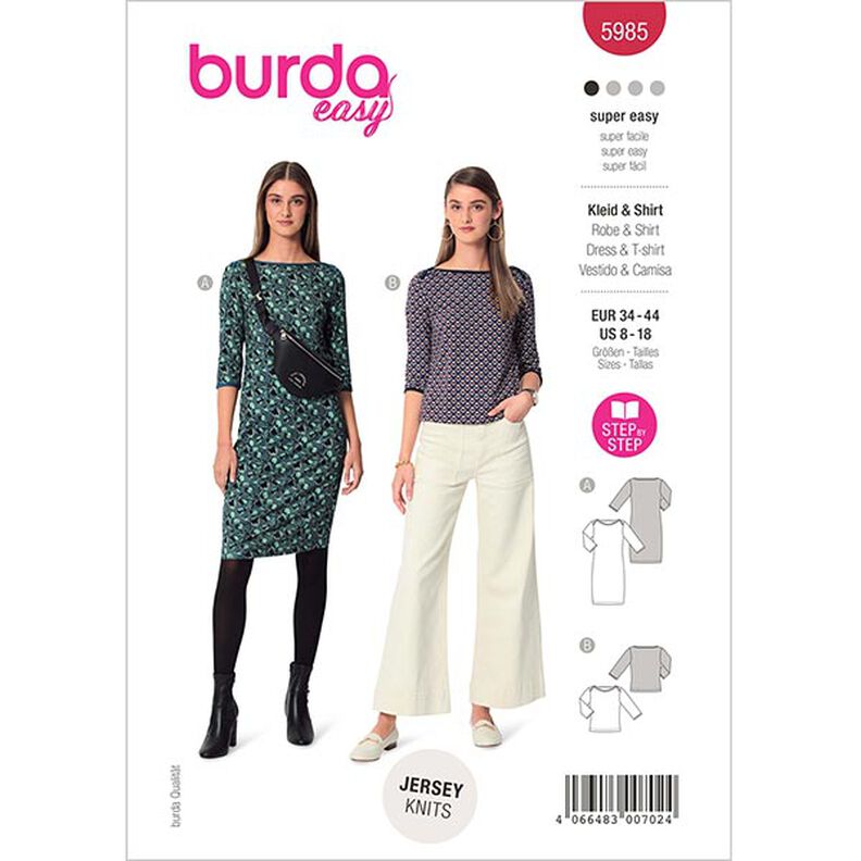 Kleid /Shirt – U-Boot-Ausschnitt | Burda 5985 | 34-44,  image number 1