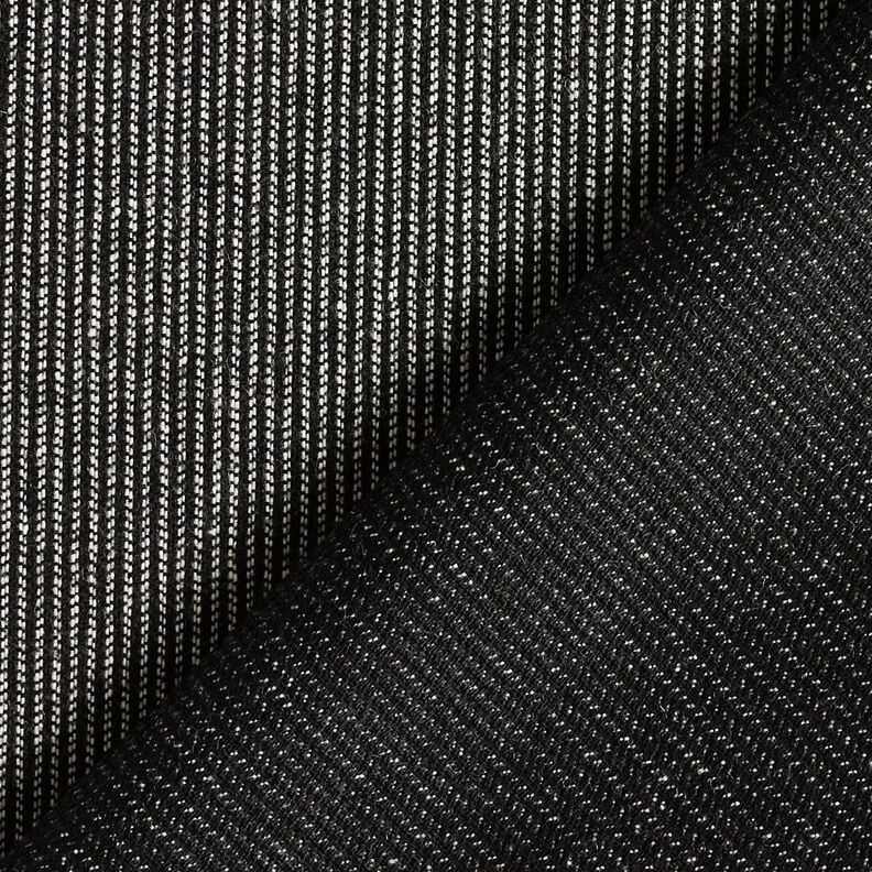 Hosenstoff Woll-Mix Melange-Streifen – schwarz/weiss, image number 3