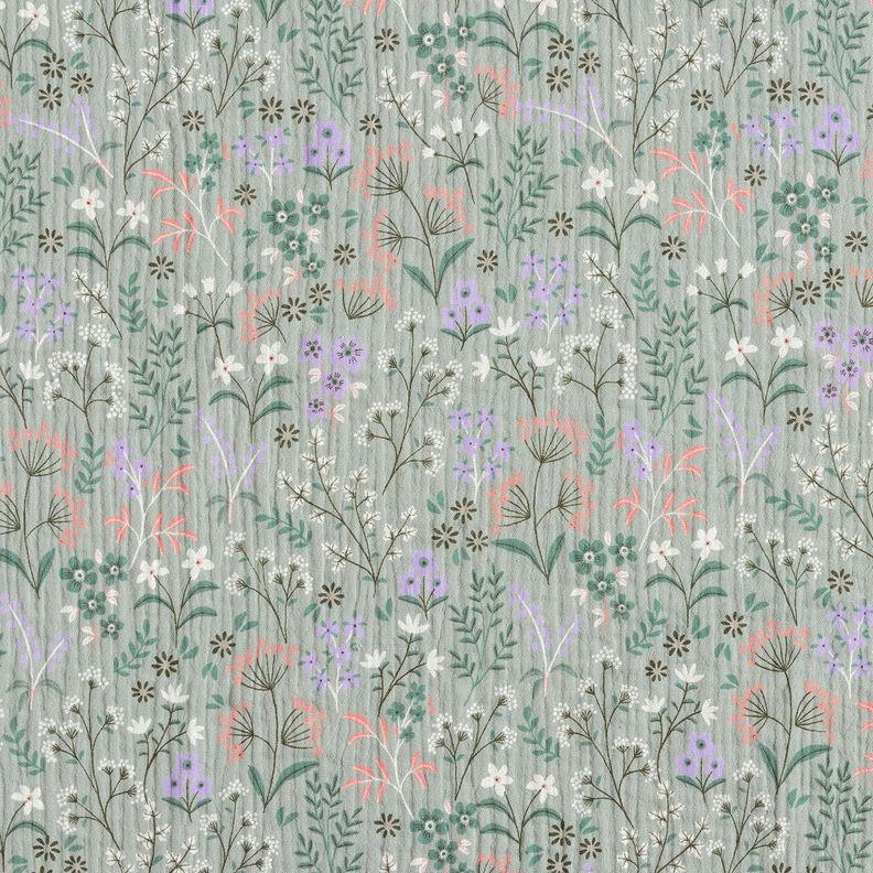 GOTS Musselin/ Doppel-Krinkel Gewebe Frühlingsblumenwiese | Poppy Fabrics – schilf,  image number 1