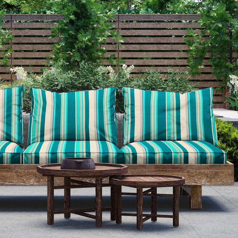 Outdoorstoff Canvas gemischte Streifen – petrol/anemone, image number 6