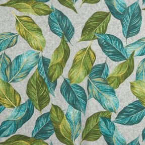 Dekostoff Canvas Ficus-Blätter – blautanne/grau, 