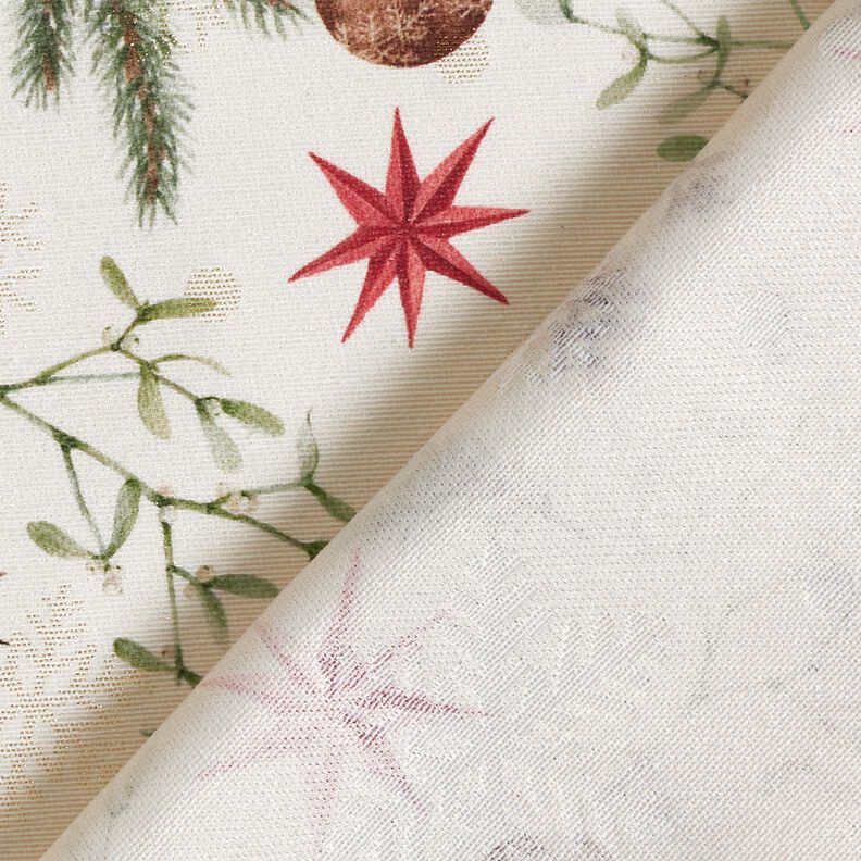 Dekostoff Jacquard Lurex Tannenzweige – natur/gold, image number 4