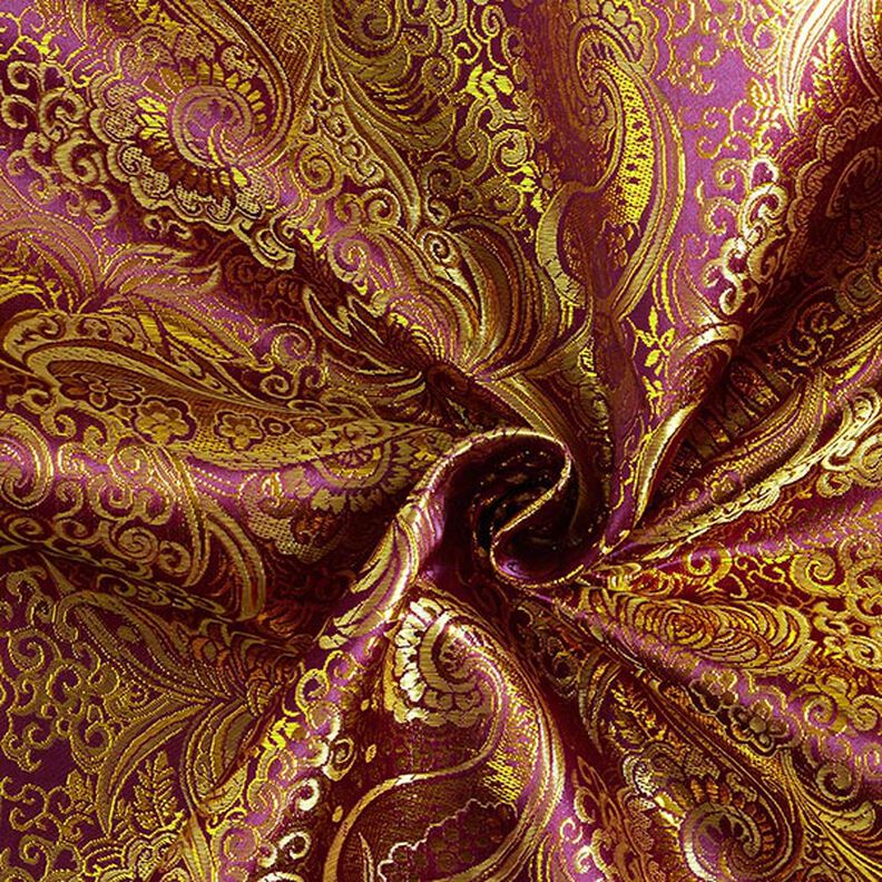 Bekleidungsjacquard Metallic Paisley – lila/gold,  image number 4