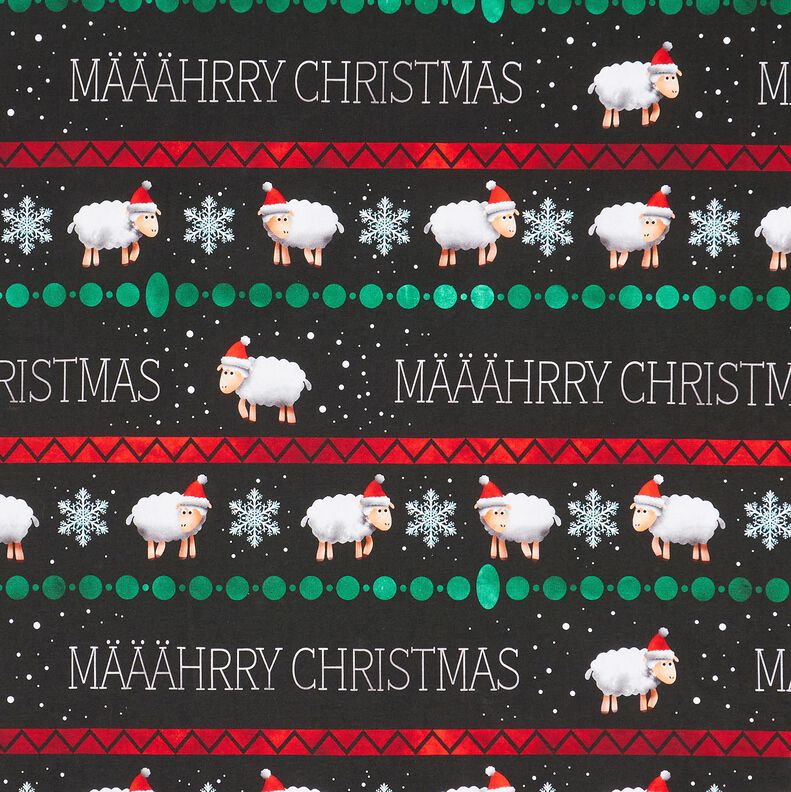 French Terry Sommersweat Määährry Christmas | Glitzerpüppi – schwarz/chili, image number 1