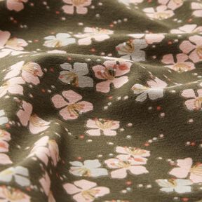 Baumwolljersey süße Blümchen – khaki, 