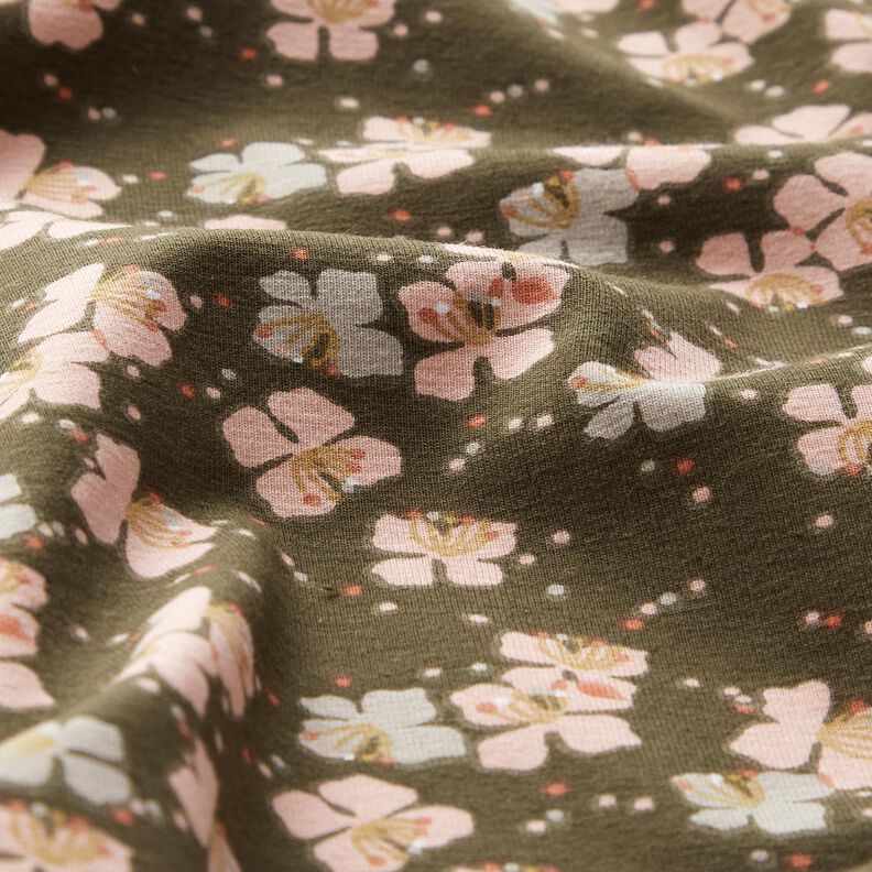 Baumwolljersey süße Blümchen – khaki, image number 2