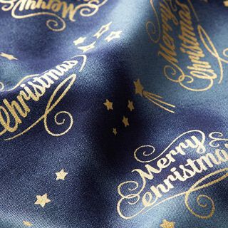 Baumwollstoff Popeline "Merry Christmas" – blau, 