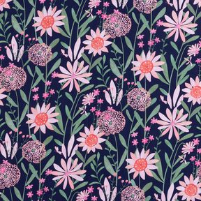 Baumwollpopeline große Wiesenblumen Digitaldruck | Poppy Fabrics – nachtblau, 