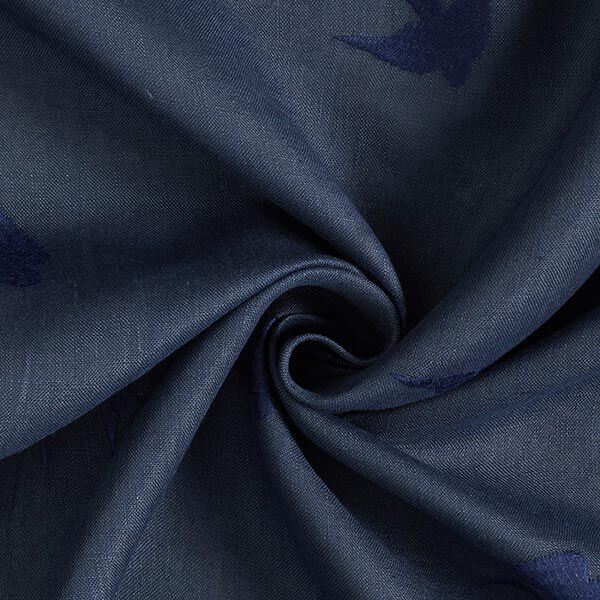 Leinen gestickte Schwalben – marineblau | Reststück 100cm