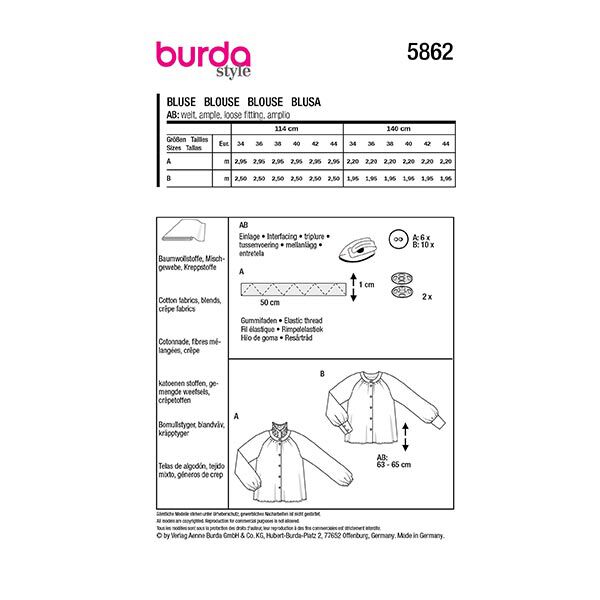 Bluse | Burda 5862 | 34-44, image number 9