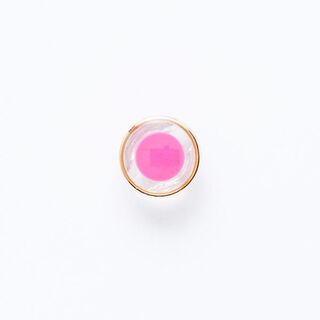 Ösenknopf mit goldfarbenem Rand [ Ø 11 mm ] – pink/gold, 