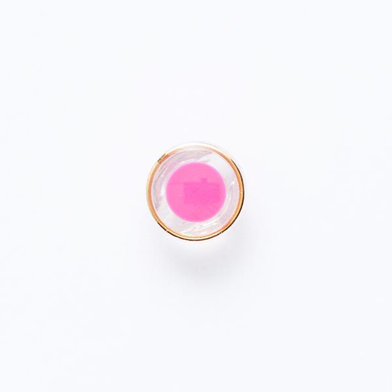 Ösenknopf mit goldfarbenem Rand [ Ø 11 mm ] – pink/gold,  image number 1