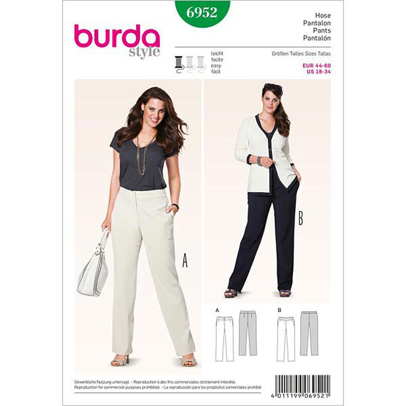 Hose mit Gummizug | Burda 6952 | 44-60,  image number 1