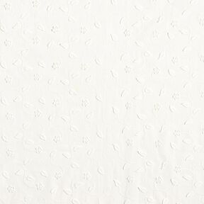 Baumwollstoff 3D Stickerei Blumen &ndash; weiss, 