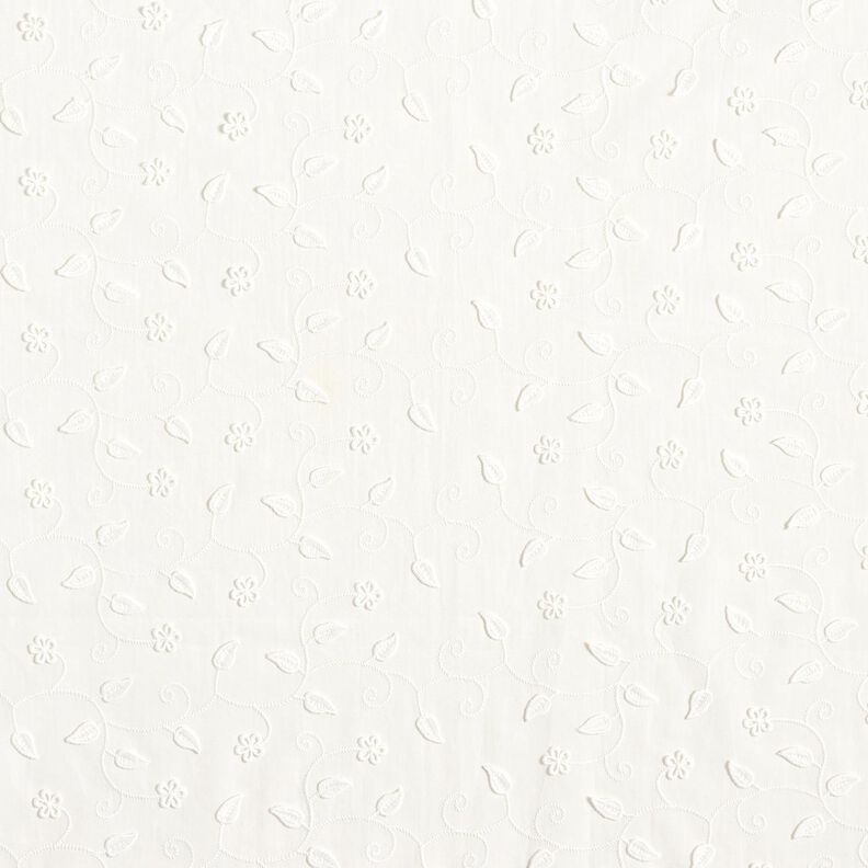 Baumwollstoff 3D Stickerei Blumen &ndash; weiss,  image number 1
