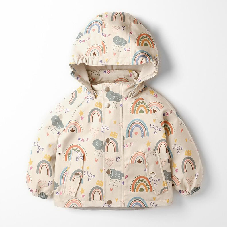 Regenjackenstoff bunte Regenbögen Digitaldruck – creme,  image number 7