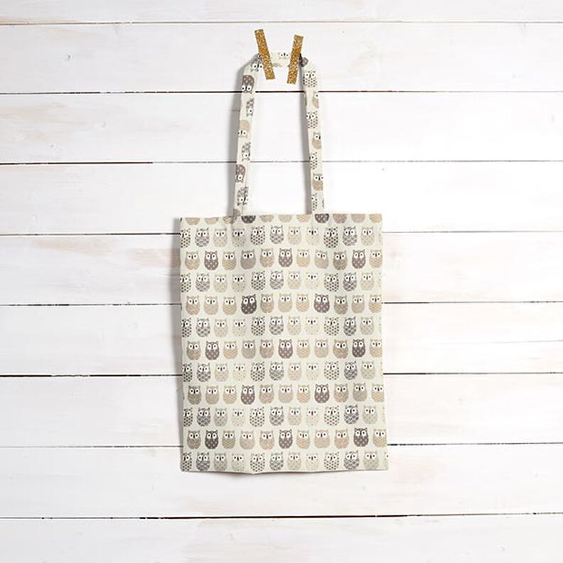 Baumwollstoff Cretonne Eulen – creme/grau,  image number 4