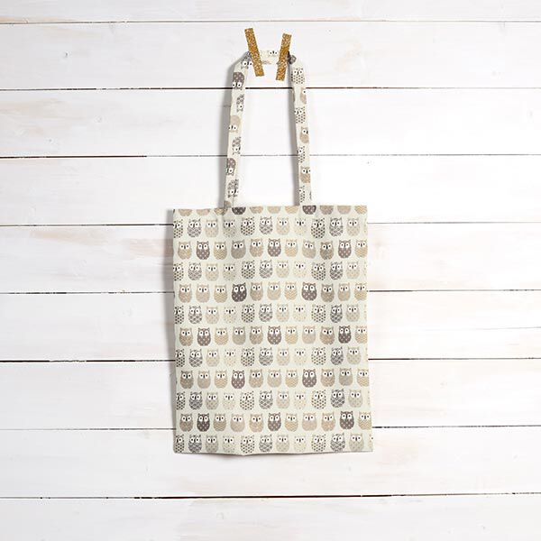 Baumwollstoff Cretonne Eulen – creme/grau,  image number 4