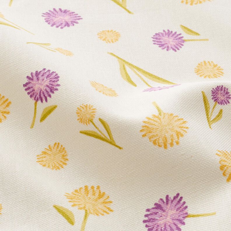 Dekostoff Halbpanama kleine Frühlingsblumen – wollweiss/vanillegelb,  image number 2