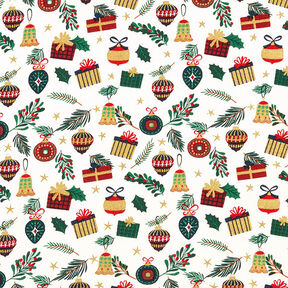 Baumwollstoff Popeline Geschenke – wollweiss/gold, 