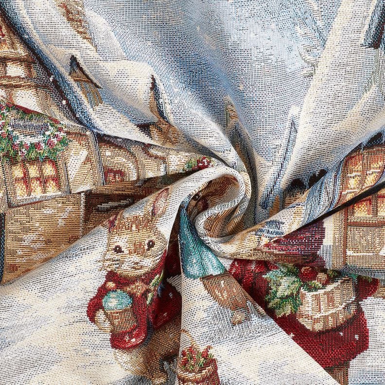 Dekopanel Gobelin Weihnachtshasen – hellblau/karminrot,  image number 3