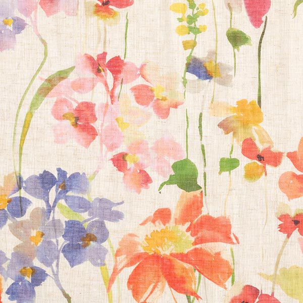 Gardinenstoff Voile Blumen 300 cm – natur | Reststück 50cm