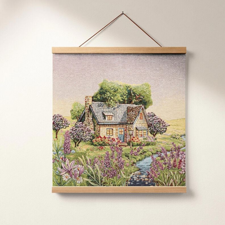 Dekopanel Gobelin romantisches Häuschen – hellbeige/lavendel, image number 5