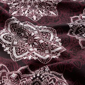 Baumwolljersey Mandalas | Glitzerpüppi – merlot/silbergrau, 