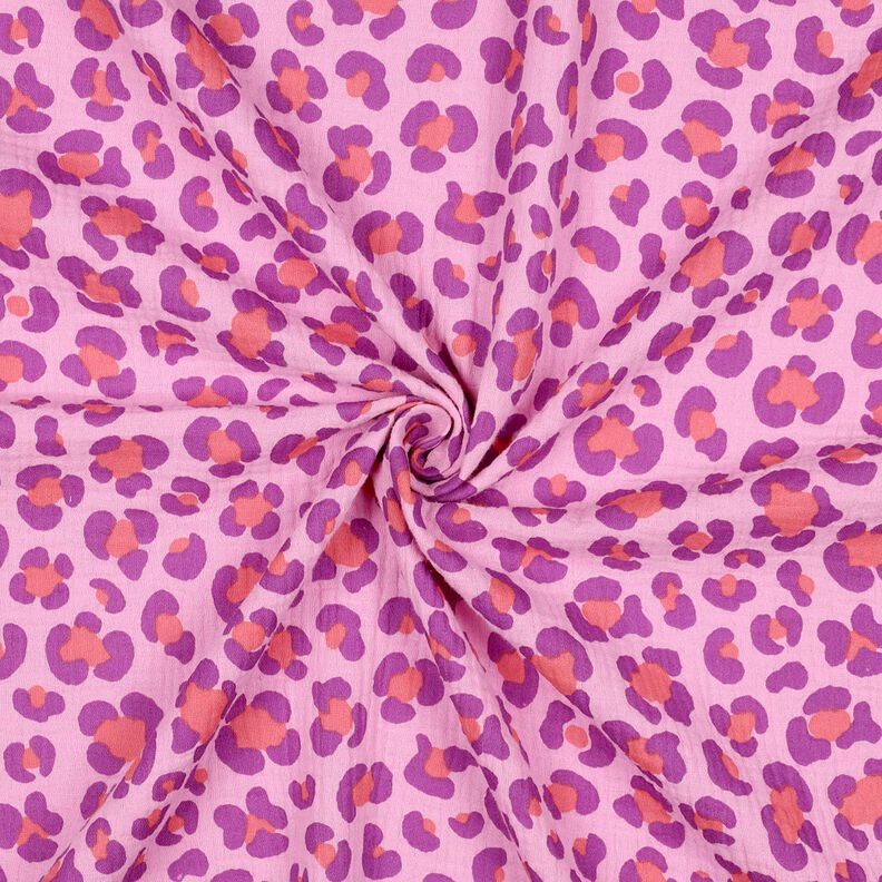 Musselin/ Doppel-Krinkel Gewebe bunter Leo Print | Poppy Fabrics – pastellviolett/rotlila, image number 3