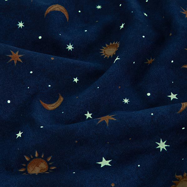 Dekostoff Glow in the Dark Nachthimmel – gold/marineblau,  image number 14