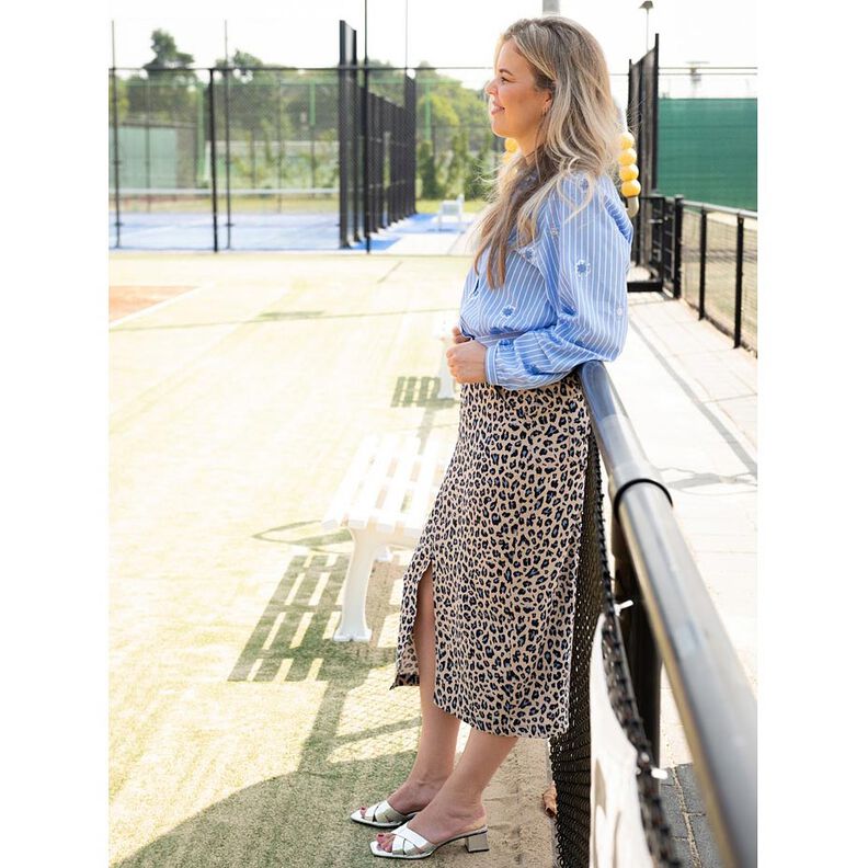 Viskose-Leinen-Mix Leo Print | Poppy Fabrics – cashew/nachtblau,  image number 6