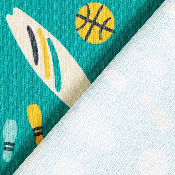 French Terry Sommersweat retro Sommer | PETIT CITRON – petrol, image number 9