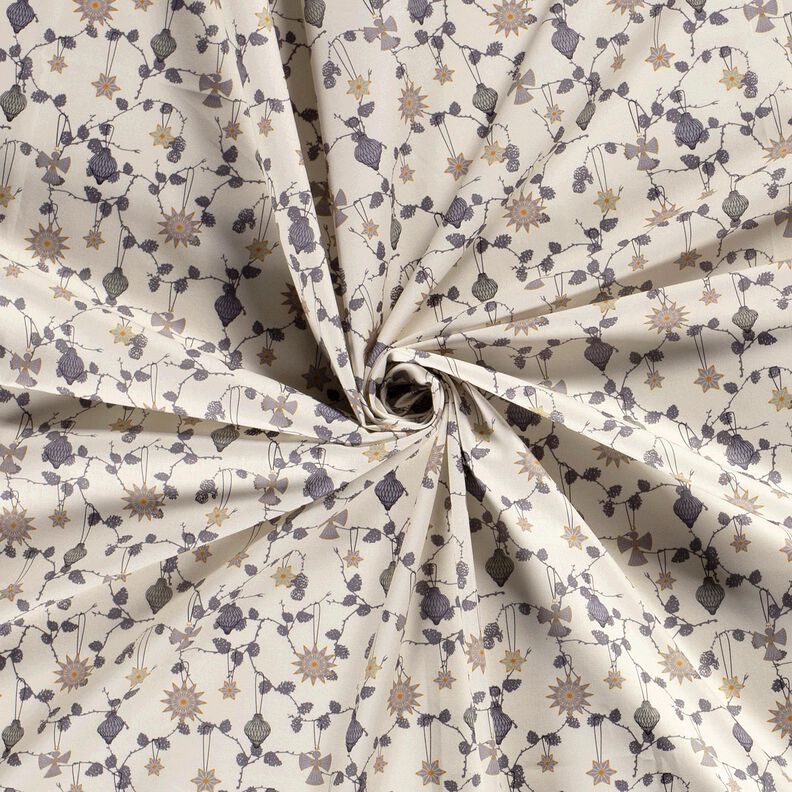 Baumwollstoff Popeline Scandi-Baumschmuck – hellbeige, image number 3