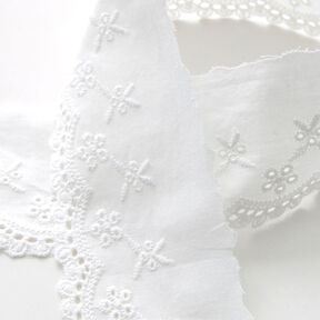 Feston Spitzenband Blumen [65 mm] – weiss, 