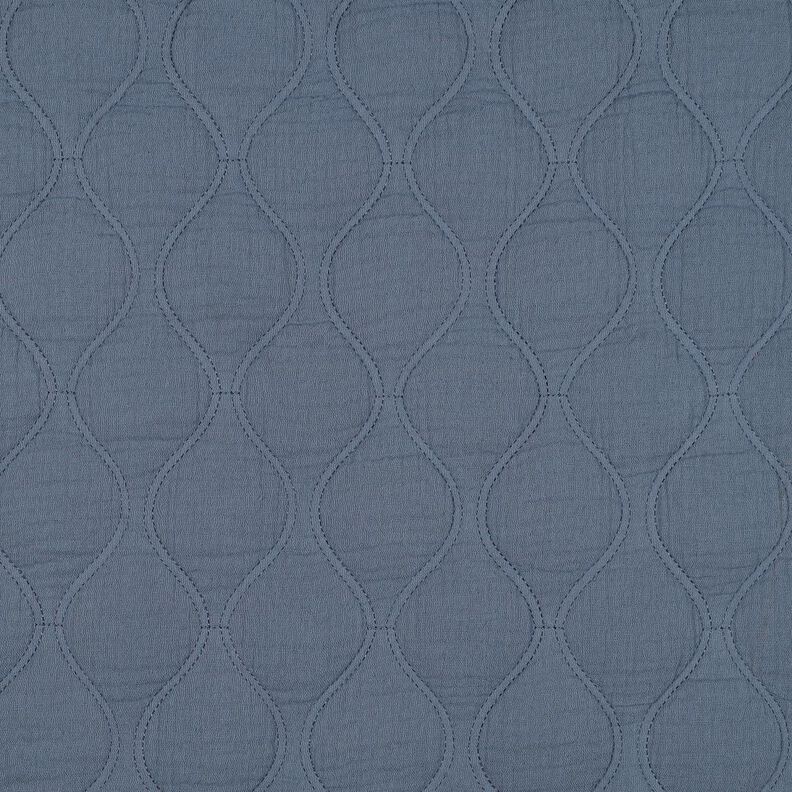 Steppstoff Musselin Wellen – blaugrau, image number 1