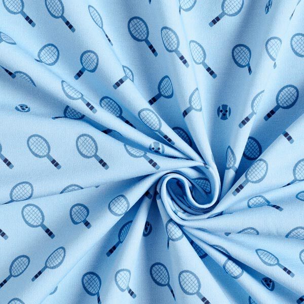 French Terry Sommersweat retro Tennis  | PETIT CITRON – hellblau | Reststück 50cm