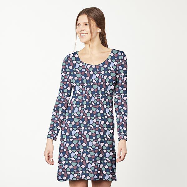 Baumwolljersey Kieselsteine – marineblau | Reststück 100cm